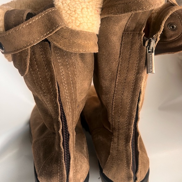 Aquatalia Perdi Weatherproof Taupe Suede lined shearling Cuff Ankle Boot 9 - Picture 9 of 15